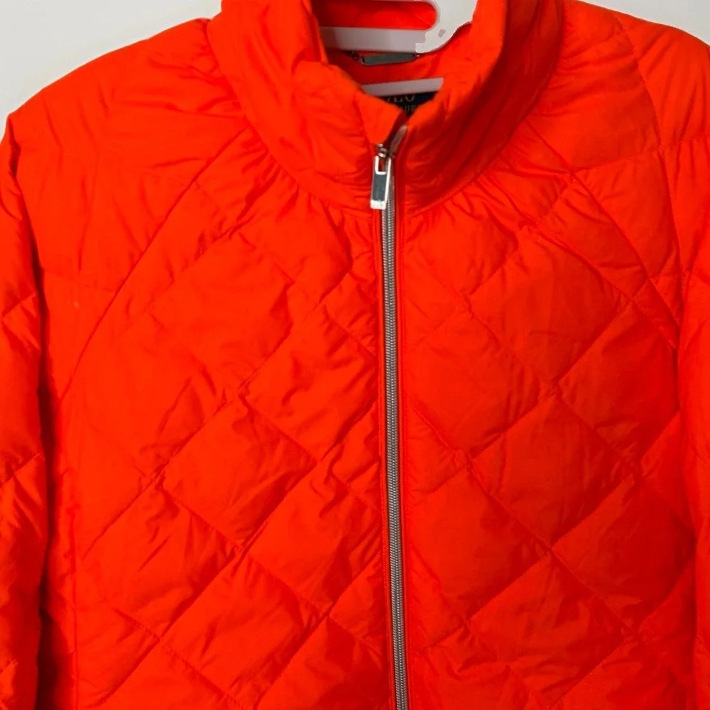 Polo Ralph Lauren Mens Performance Down Puffer Jacket Neon Orange Size Medium